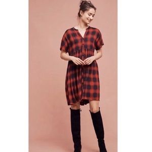 Anthropologie Red and Navy Plaid Dress